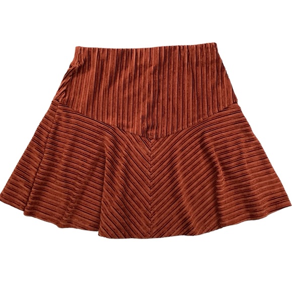 NWT Free People Camden Skirt Ginger Snap Velour Striped Skirt Orange - Picture 6 of 13